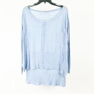 Free People Lightweight Lace Accent Sweater Linen